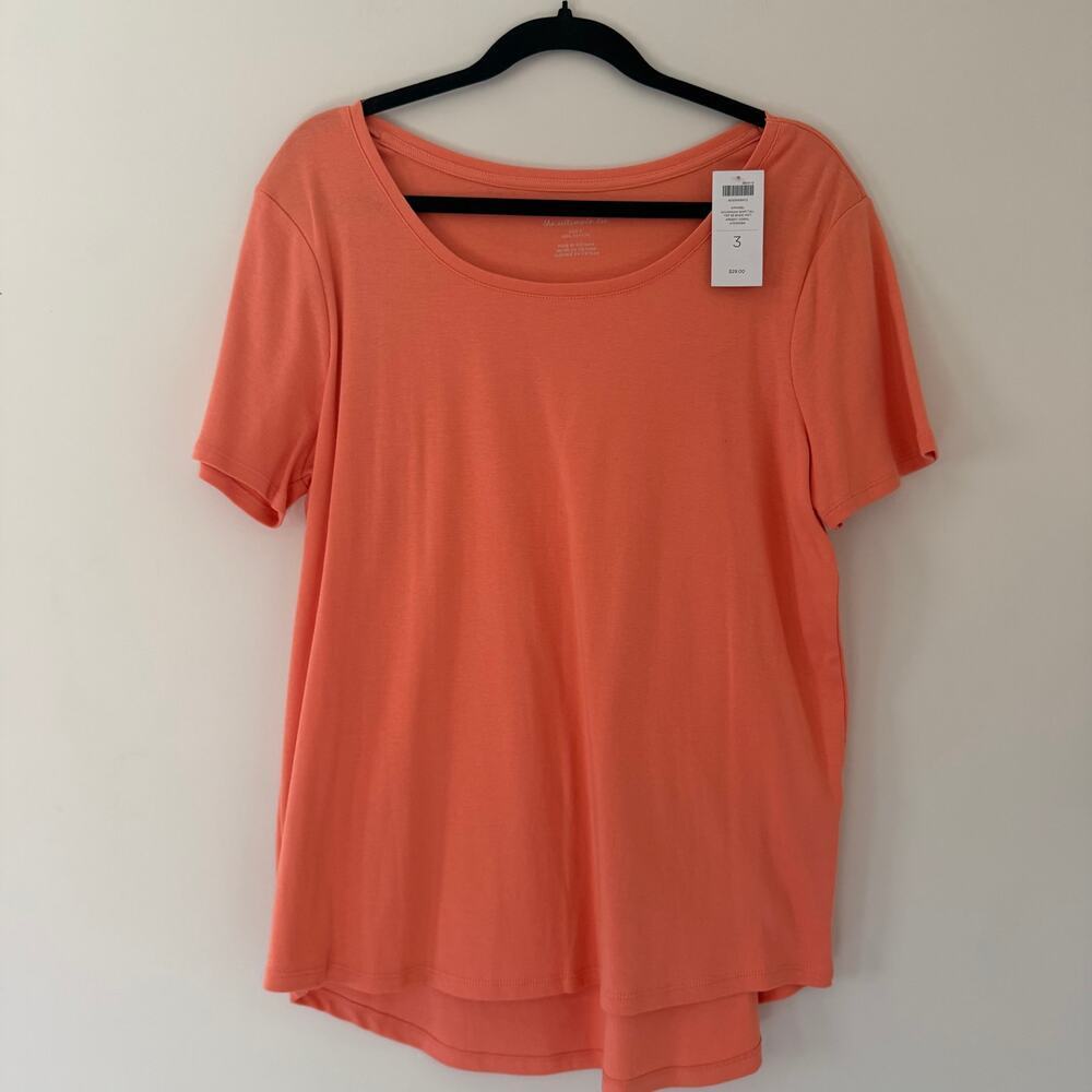Chico's NWT Savannah Shirttail Top Basic Knit in Ardent Coral Size 3 100% Cotton